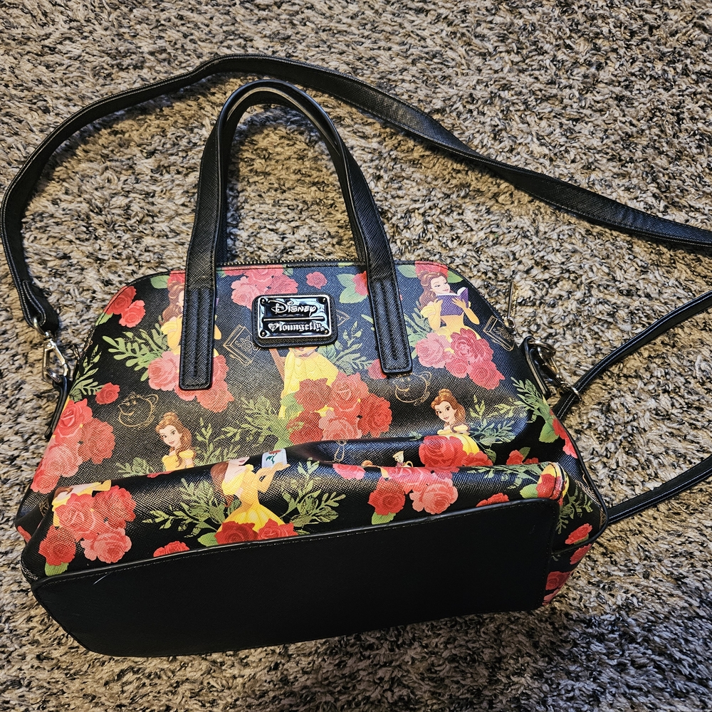 Loungefly Black and Multicolor Disney Princess Belle Handbag
